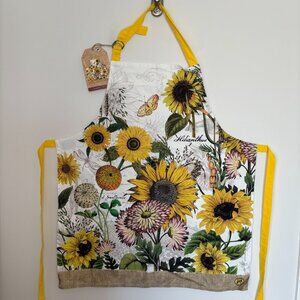 MICHEL DESIGN WORKS NEW Sunflower Apron Adjustable Neck Strap Cotton Chef Cook